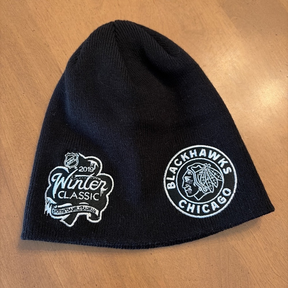 Adidas Chicago Blackhawks 2019 Winter Classic Beanie Hat - Notre Dame Stadium